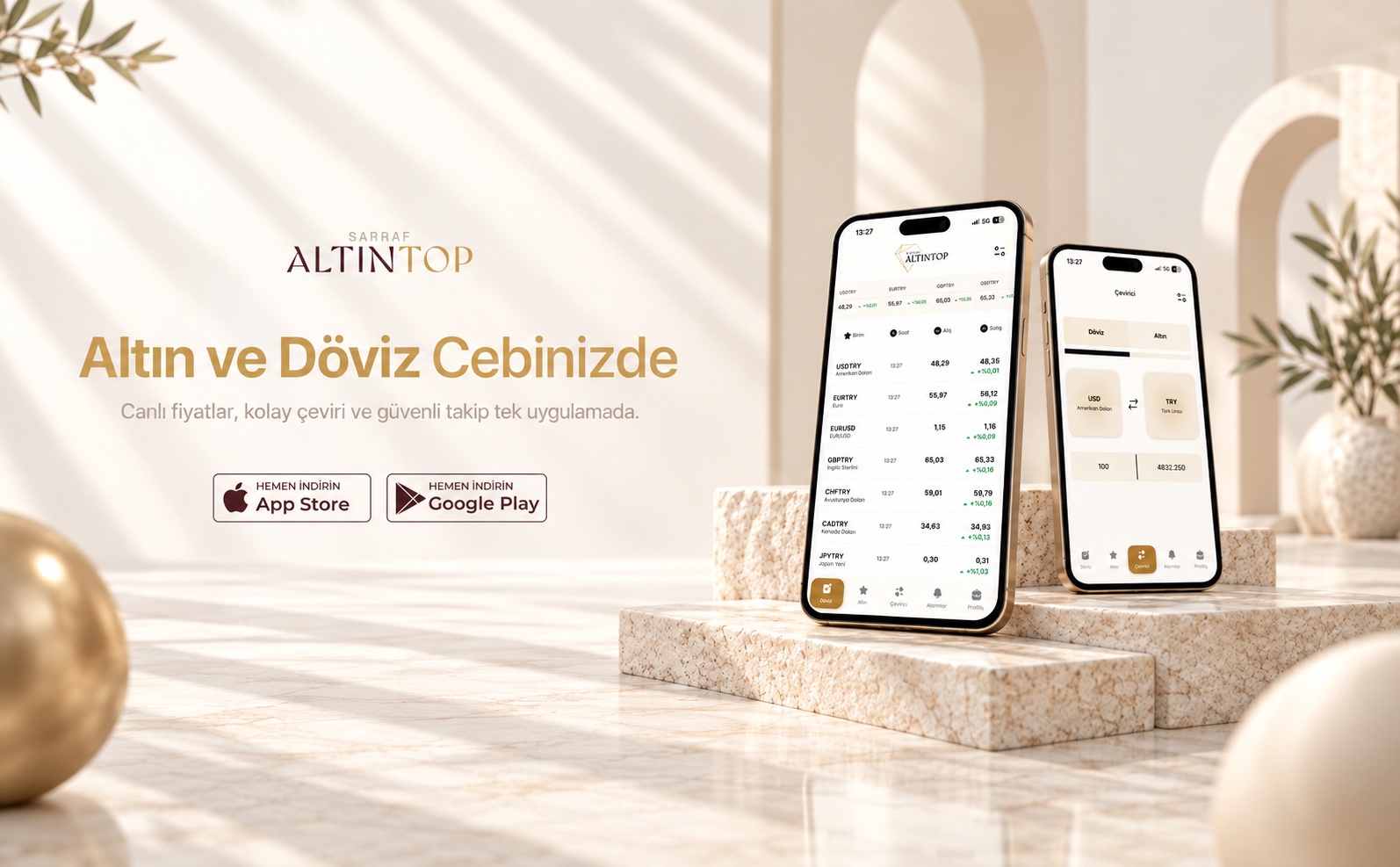 Altın ve Döviz Cebinizde: canlı fiyatlar, kolay çeviri ve güvenli takip tek uygulamada. App Store ve Google Play'de.